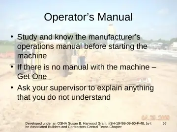 Slide 56: Operator’s Manual