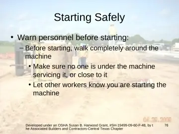 Slide 76: Starting Safely