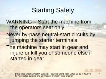 Slide 77: Starting Safely