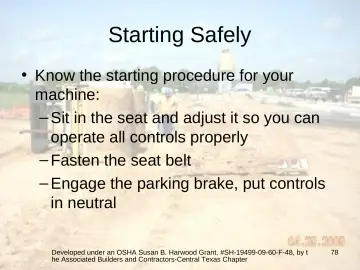 Slide 78: Starting Safely