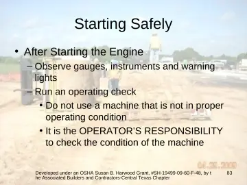 Slide 83: Starting Safely