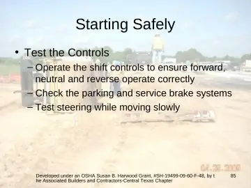 Slide 85: Starting Safely