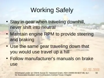Slide 92: Working Safely