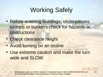 Slide 94: Working Safely