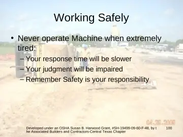 Slide 100: Working Safely