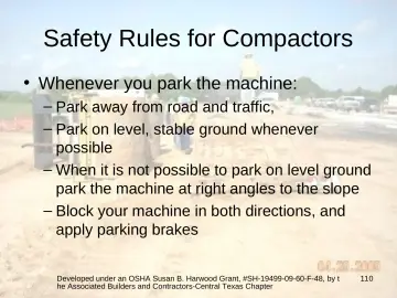 Slide 110: Safety Rules for Compactors