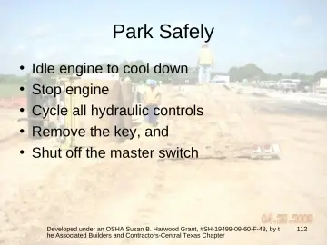 Slide 112: Park Safely