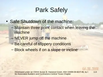 Slide 113: Park Safely