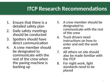 Slide 3: ITCP Research Recommendations