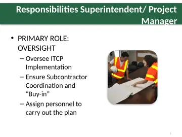 Slide 5: Responsibilities Superintendent/ Project Manager