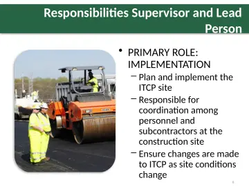 Slide 6: Responsibilities Supervisor and Lead Person