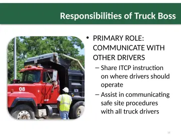 Slide 10: Responsibilities of Truck Boss