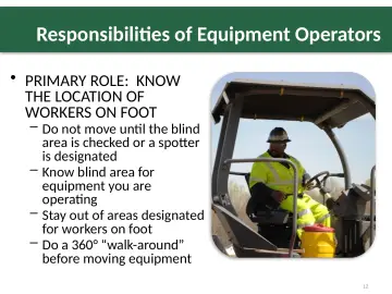Slide 12: Responsibilities of Equipment Operators