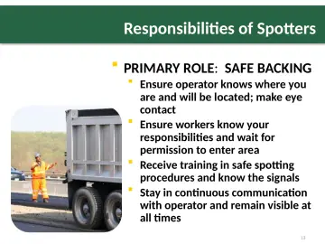 Slide 13: Responsibilities of Spotters
