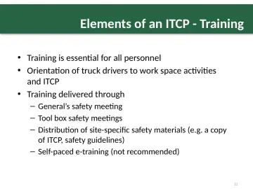 Slide 21: Elements of an ITCP - Training