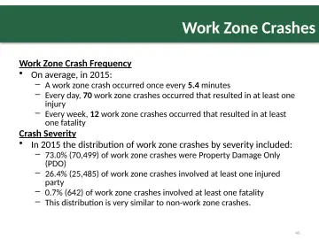 Slide 40: Work Zone Crashes