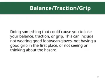 Slide 57: Balance/Traction/Grip