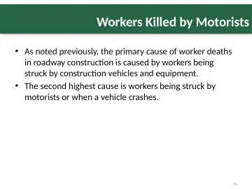 Slide 58: Workers Killed by Motorists