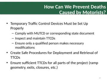Slide 63: How Can We Prevent Deaths Caused by Motorists?