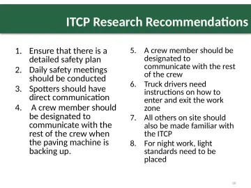 Slide 66: ITCP Research Recommendations