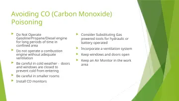 Slide 8: Avoiding CO (Carbon Monoxide) Poisoning