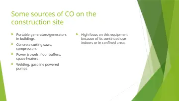 Slide 9: Some sources of CO on the construction site