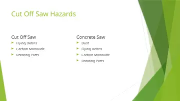 Slide 30: Cut Off Saw Hazards