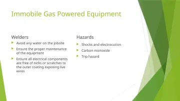 Slide 37: Immobile Gas Powered Equipment