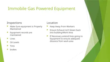 Slide 38: Immobile Gas Powered Equipment