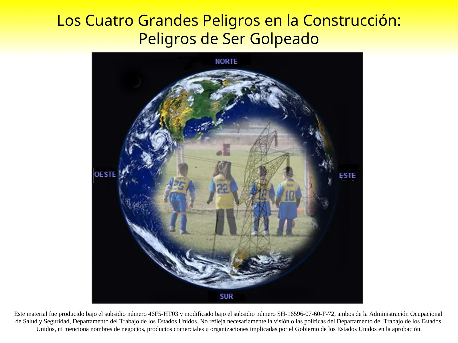 Peligros de Ser Golpeado, slide 1: Los Cuatro Grandes Peligros en la Construcción: