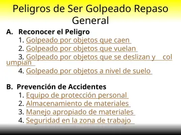 Slide 6: Peligros de Ser Golpeado Repaso General