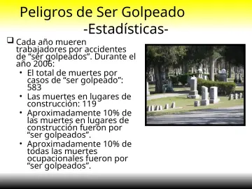 Slide 8: Peligros de Ser Golpeado -Estadísticas-