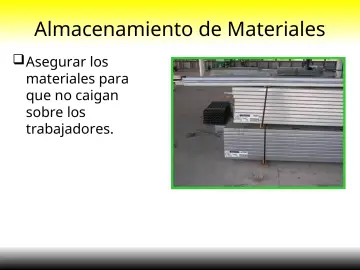 Slide 29: Almacenamiento de Materiales