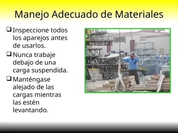 Slide 31: Manejo Adecuado de Materiales