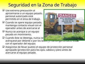 Slide 34: Seguridad en la Zona de Trabajo