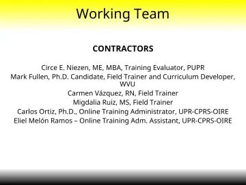Slide 4: Working Team