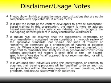 Slide 37: Disclaimer/Usage Notes