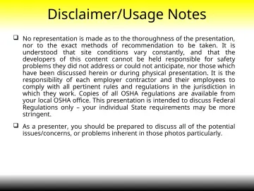 Slide 38: Disclaimer/Usage Notes