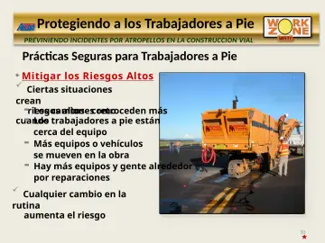 Slide 10: Prácticas Seguras para Trabajadores a Pie