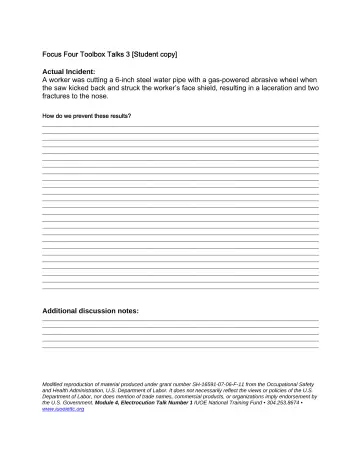 Page 47: Focus Four Toolbox Talks 3 [Student copy]