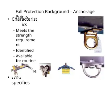 Slide 42: Fall Protection Background – Anchorage Points