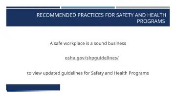 Slide 24: RECOMMENDED PRACTICES FOR SAFETY AND HEALTH PROGRAMS