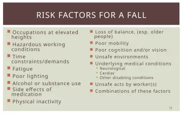 Slide 12: RISK FACTORS FOR A FALL