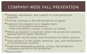 Slide 18: COMPANY-WIDE FALL PREVENTION