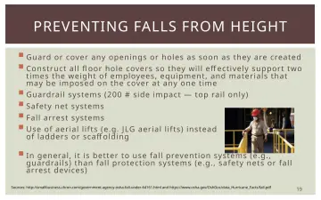 Slide 19: PREVENTING FALLS FROM HEIGHT