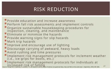 Slide 27: RISK REDUCTION
