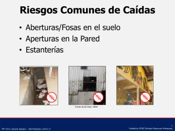 Slide 7: Riesgos Comunes de Caídas