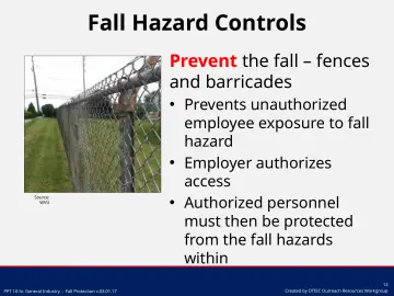 Slide 13: Fall Hazard Controls