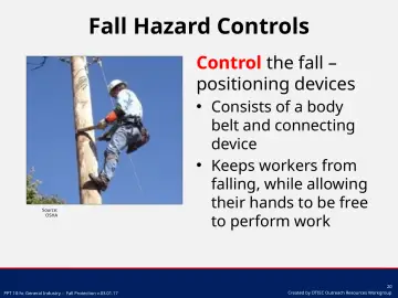 Slide 20: Fall Hazard Controls