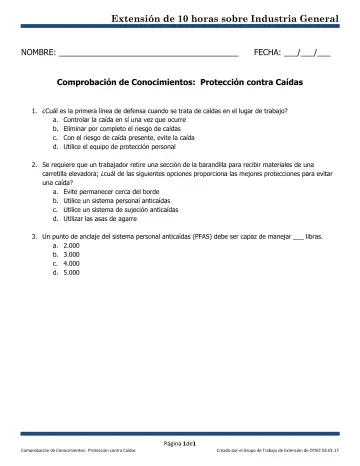 Page 1: Extensión de 10 horas sobre Industria General